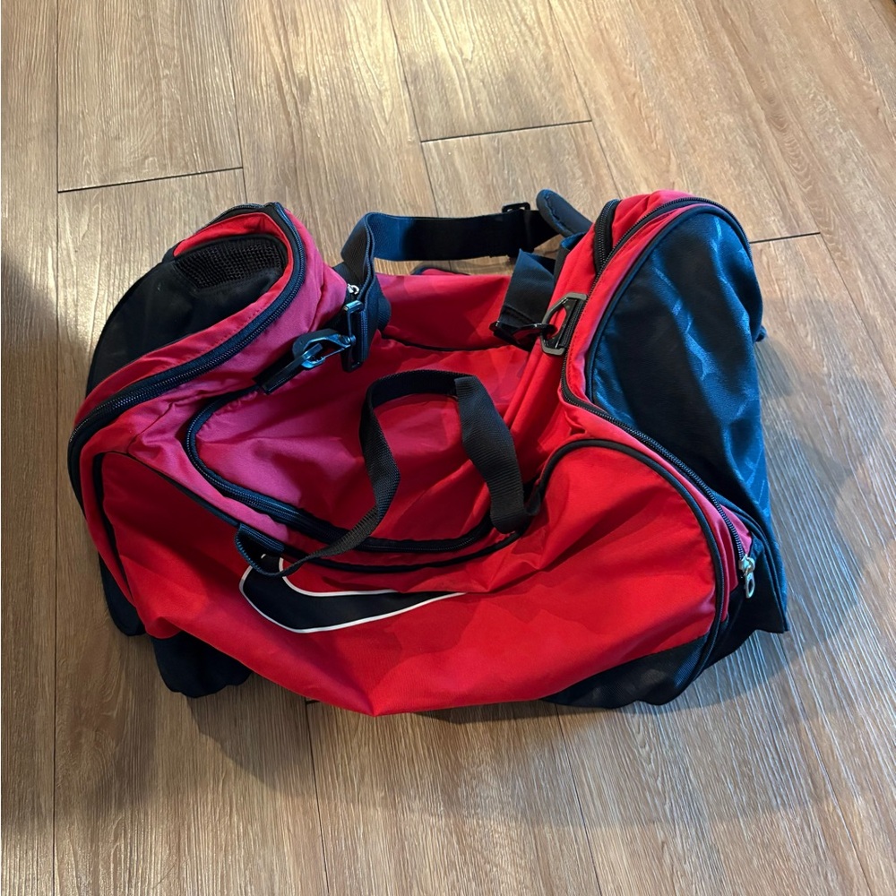 Nike Red and Black Duffel Bag